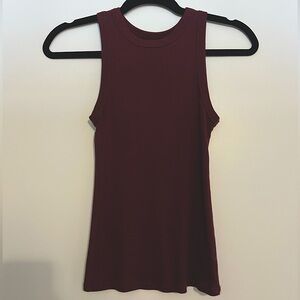 A New Day Slim Fit Ribbed Stretch Burgundy Tank Top Small S